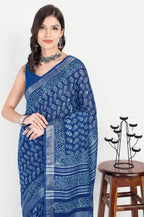 INDIGO BLUE BLOCK PRINT SAREE - Block Print