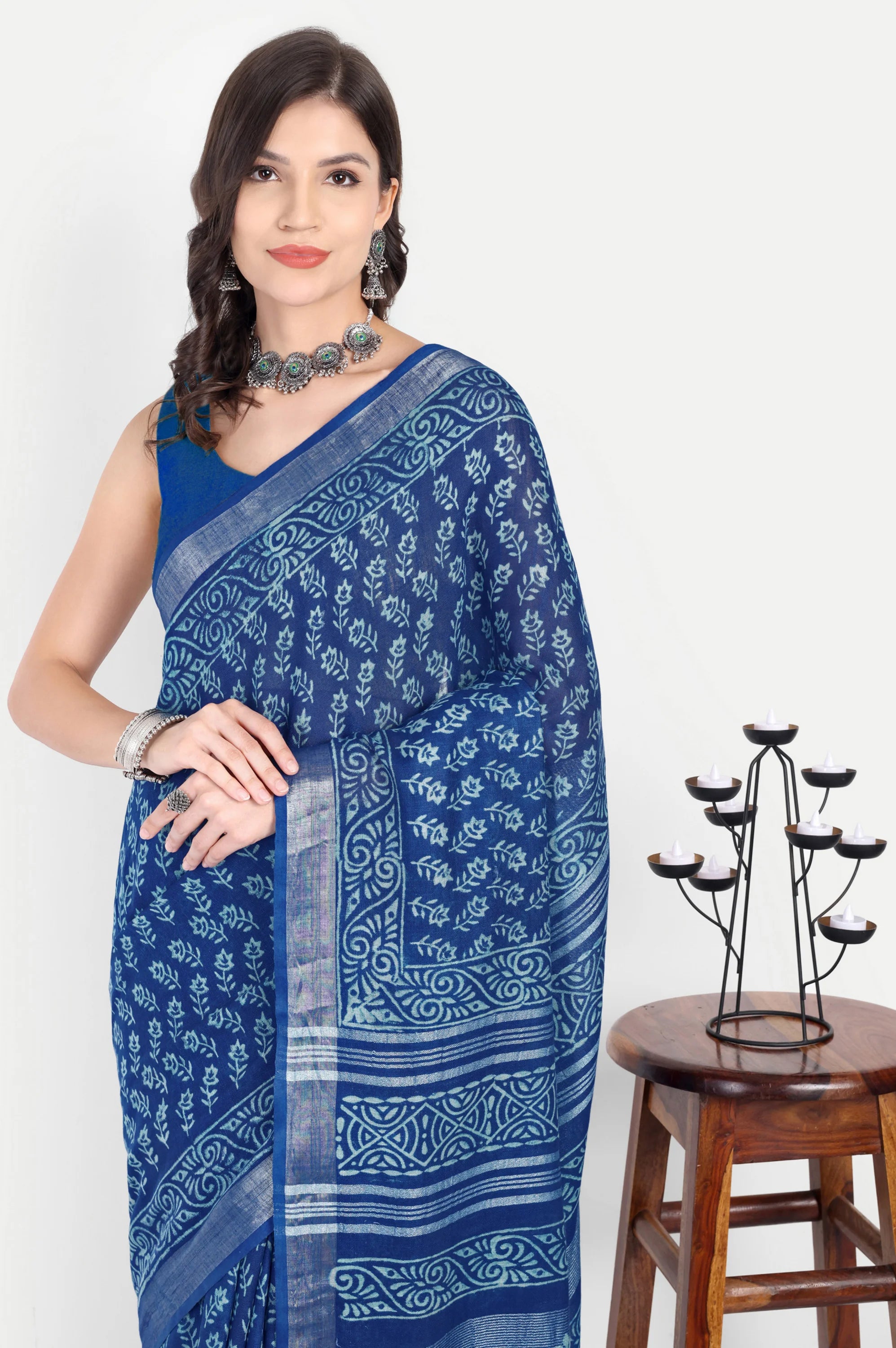 INDIGO BLUE BLOCK PRINT SAREE - Block Print