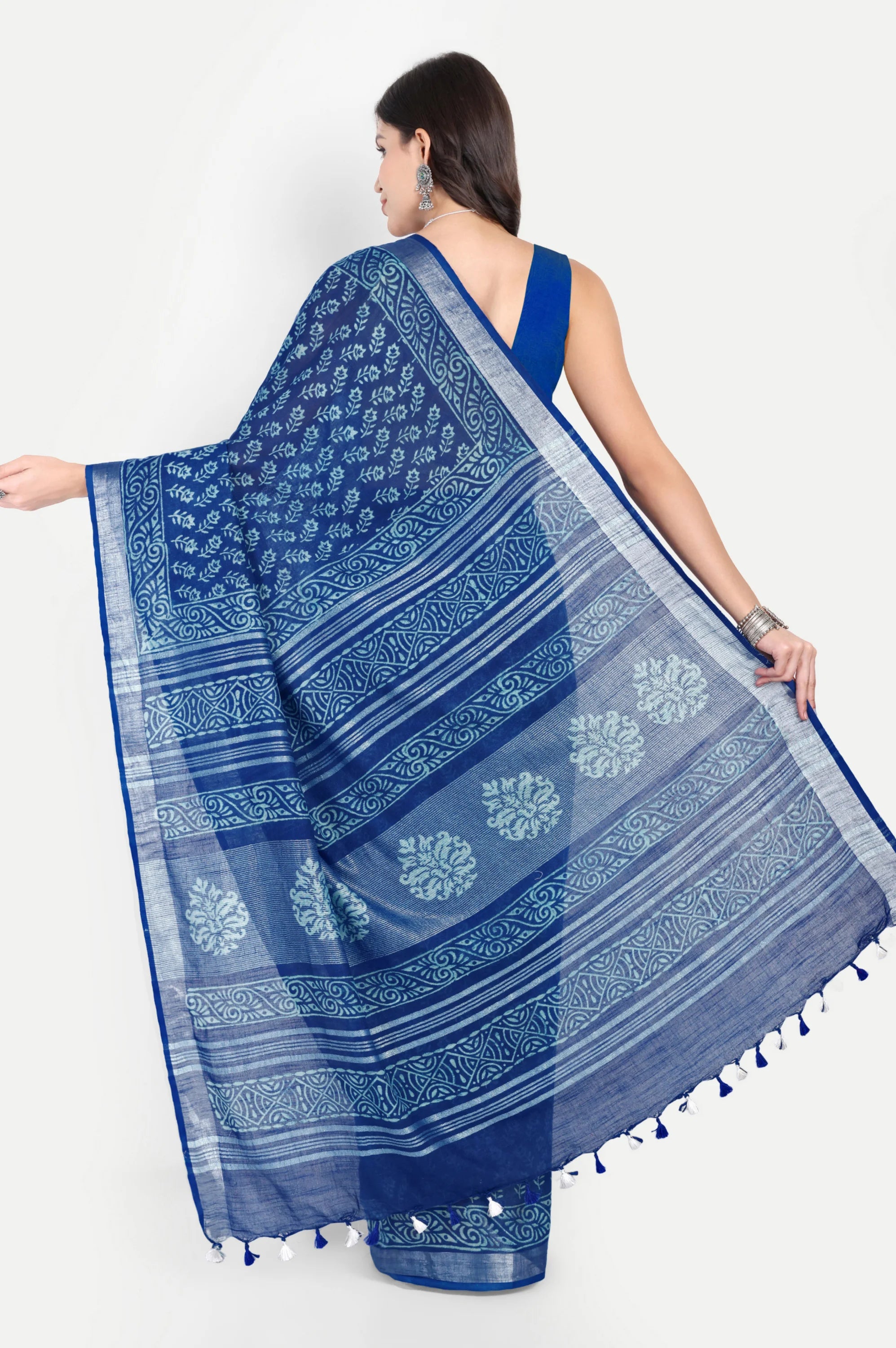 INDIGO BLUE BLOCK PRINT SAREE - Block Print