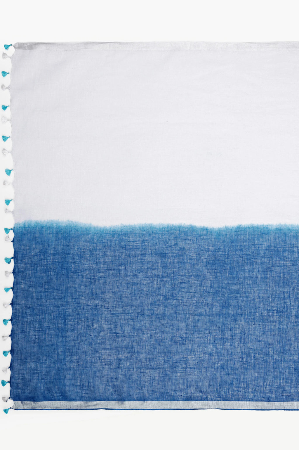 INDIGO WHITE LINEN SAREE - Embroidery