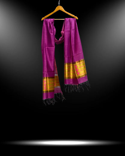 MAGENTA ERI SILK DUPATTA - Hand - woven