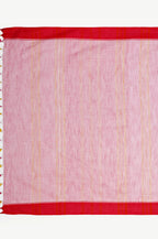 PINK & RED COTTON SLUB SAREE - Cotton