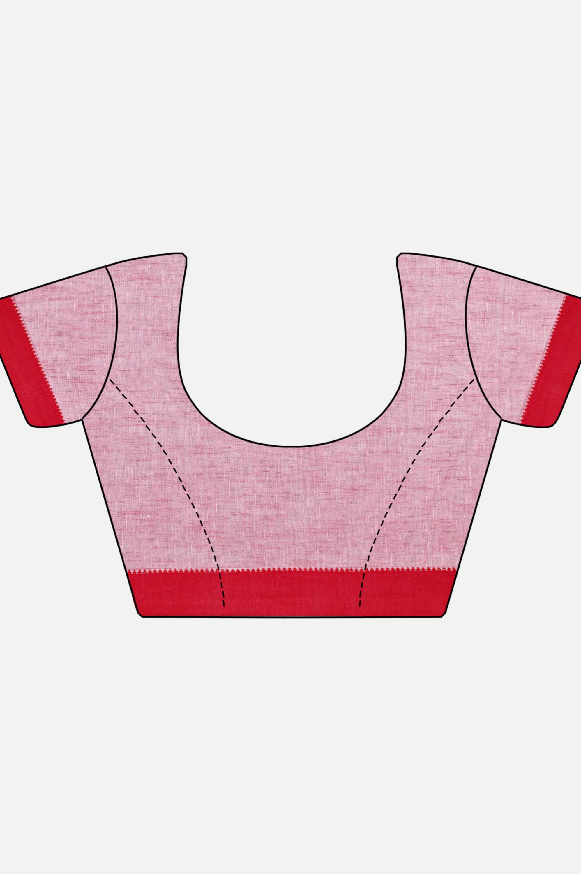 PINK & RED COTTON SLUB SAREE - Cotton