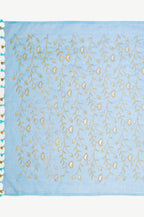 SKY BLUE EMBROIDERED LINEN SAREE - Embroidery