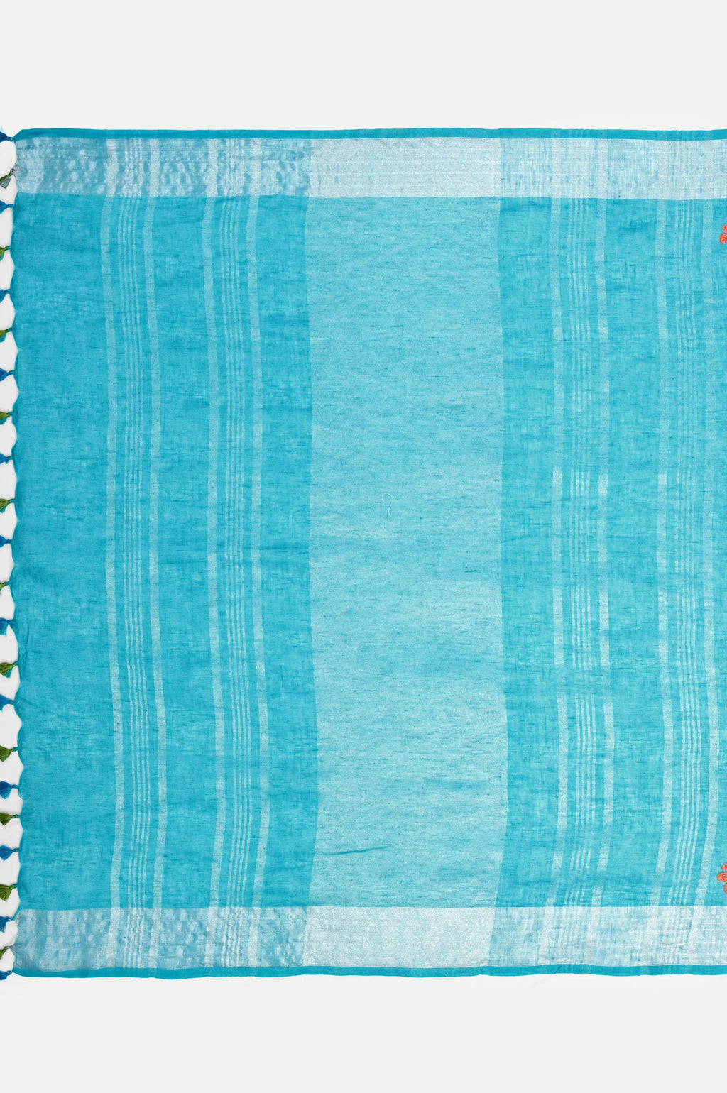 TURQUOISE BLUE LINEN SAREE - Linen
