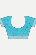 TURQUOISE BLUE LINEN SAREE - Linen