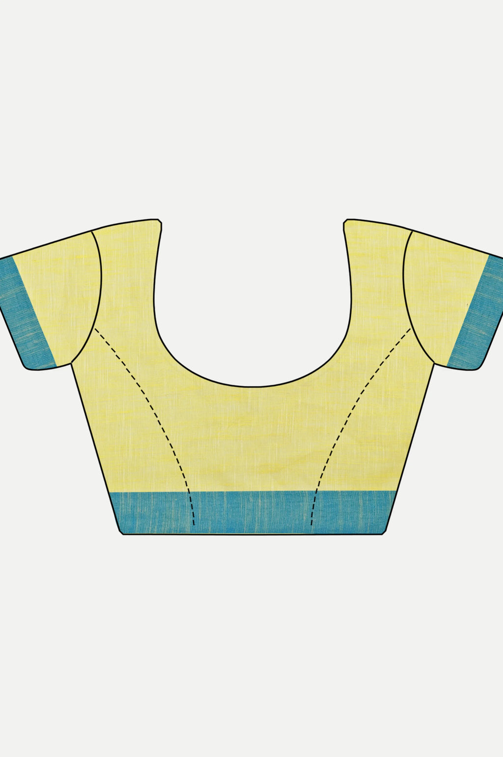 YELLOW BLUE COTTON SAREE - Cotton