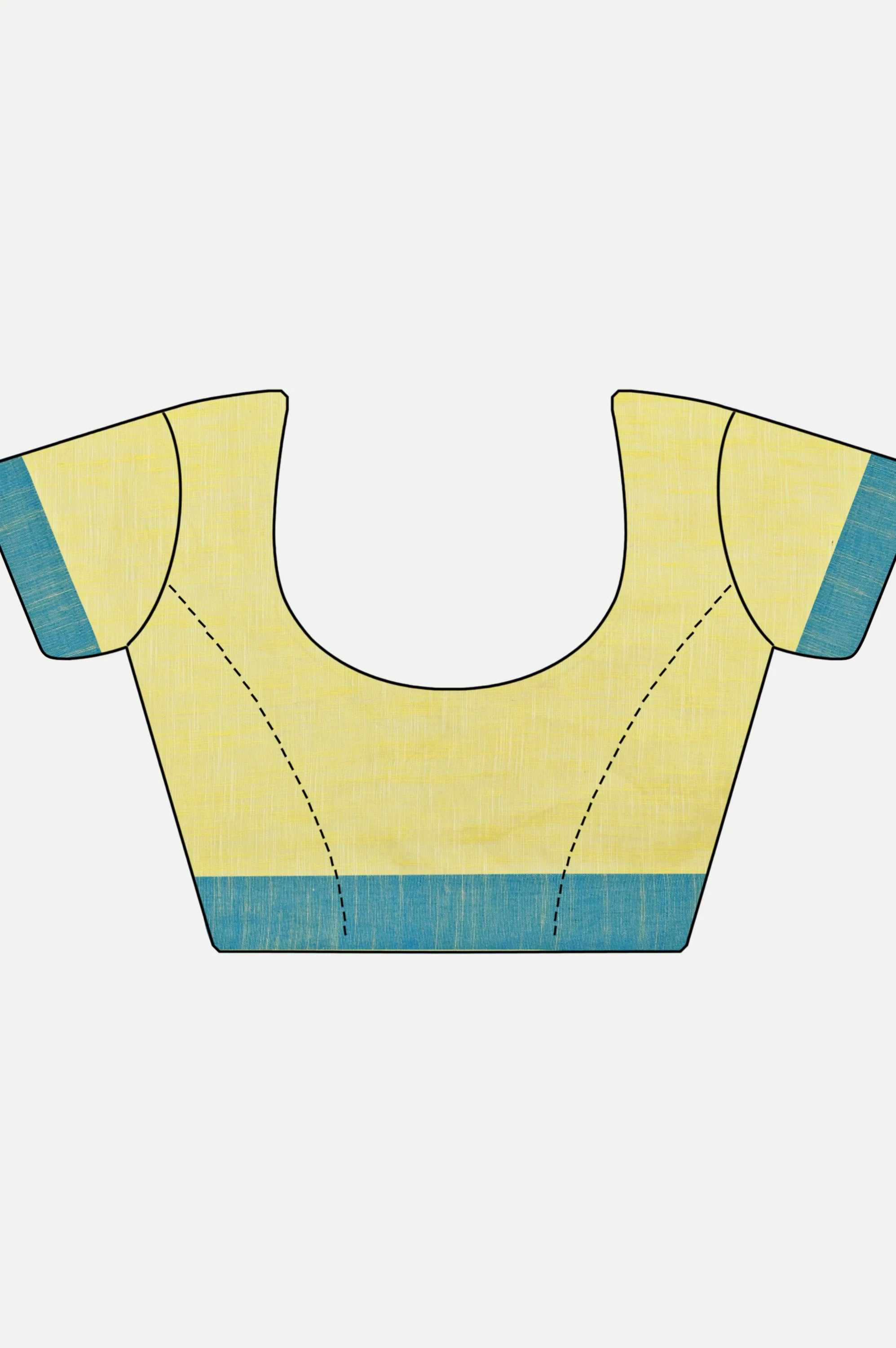 YELLOW BLUE COTTON SAREE - Cotton