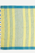 YELLOW BLUE COTTON SAREE - Cotton